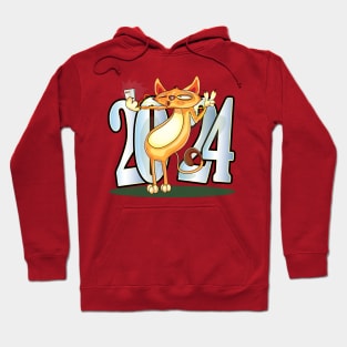 New Year 2024 Cat Hoodie